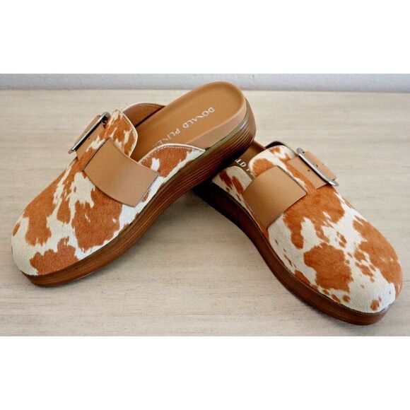 Donald Pliner Women's Sz 7M Natural Tan Fiona Leather Upper Slip-On Clogs $198 - Picture 1 of 8